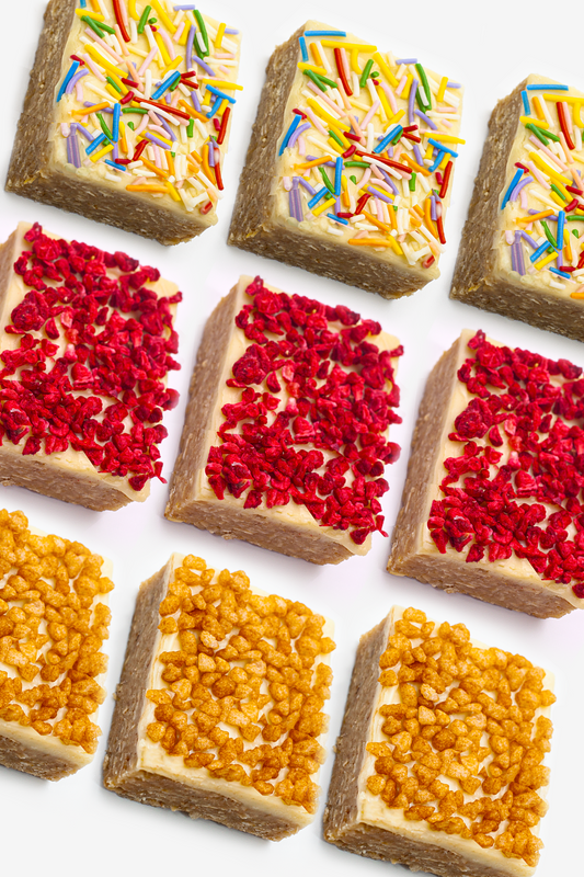 9 x  Salted Caramel, Sprinkles, Raspberry White Fudge Flapjack